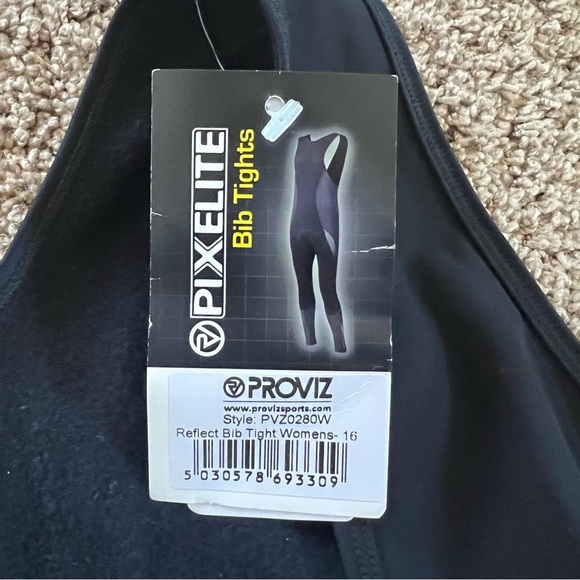 NWT Women’s Black Cycling Reflective Bib Tights with Padding Size 16 - Picture 10 of 16